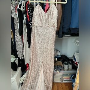 Amsale Blush Sequin Bridesmaid Dress